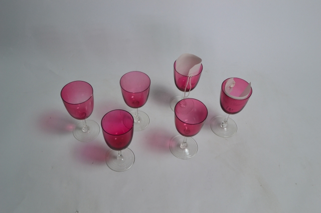 Set of Six Cranberry Glasses.