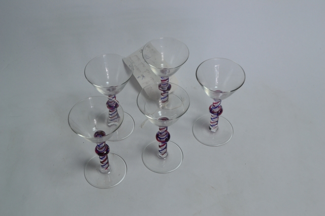 Five Art Deco Cocktail Glasses.