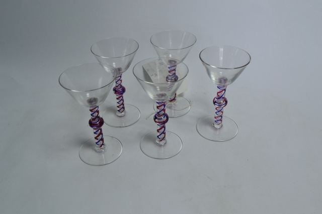 Five Art Deco Cocktail Glasses.