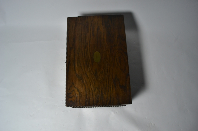 Edwardian Oak Canteen of Bone Handled Silver Plated Cutlery